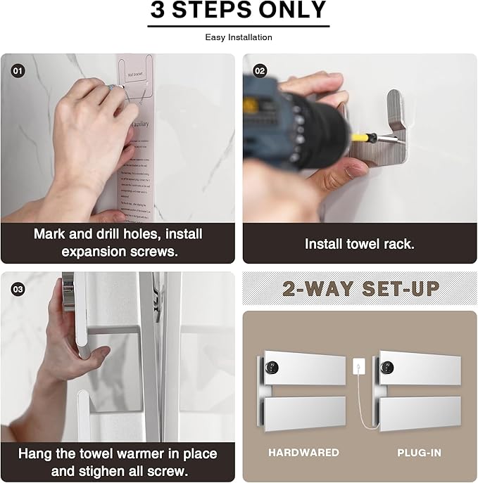 K&KALONZO Electric Towel Warmer, 18.35" W x 14.6" H Wall-Mounted Towel Heater