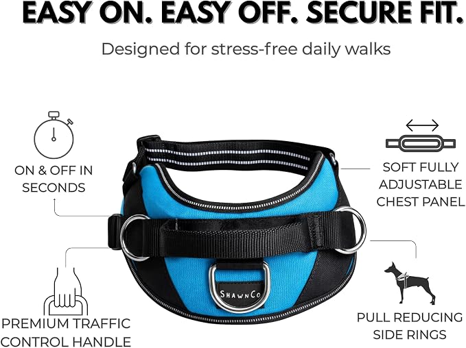 ShawnCo Essential Dog Harness, No-Pull Pet Vest (Driftwood,XS) | 3 Leash Clips, Easy On, No-Choke, Reflective, Adjustable Fit, Padded Comfort, Control Handle, For Small, Medium & Large Dogs