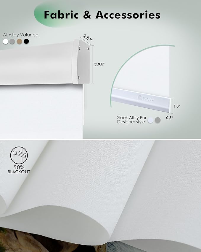 Yoolax Motorized Blinds with Remote, Light Filtering Remote Shades