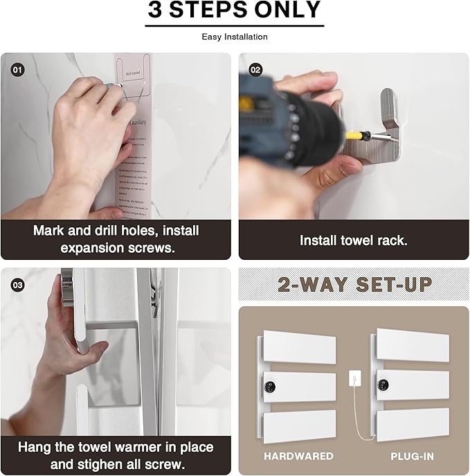 K&KALONZO Electric Towel Warmer, 18.35" W x 22.8" H Wall-Mounted Towel Heater