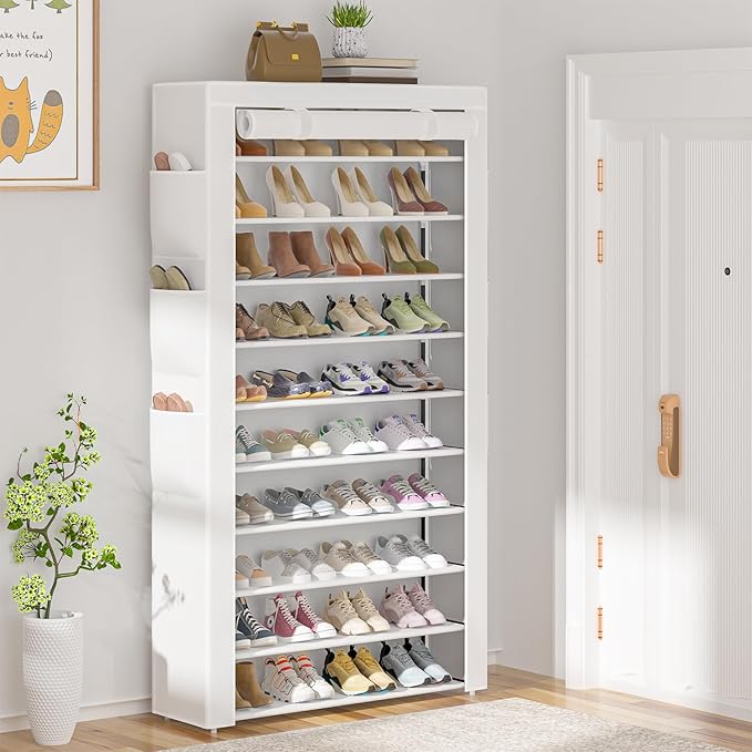 OYREL Shoe Rack 10Tier Large Capacity 50-56Pairs Beautiful Tall Shoe Shelf Free