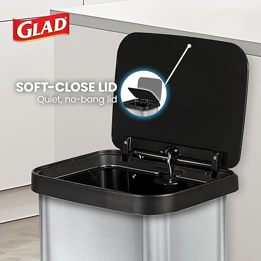 Glad GLD-74506 Stainless Steel Step Trash Can