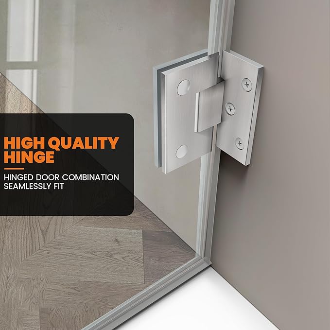 Bathroom Frameless Shower Door 24" W*72" H, 5/16" Clear Tempered Glass Hinged