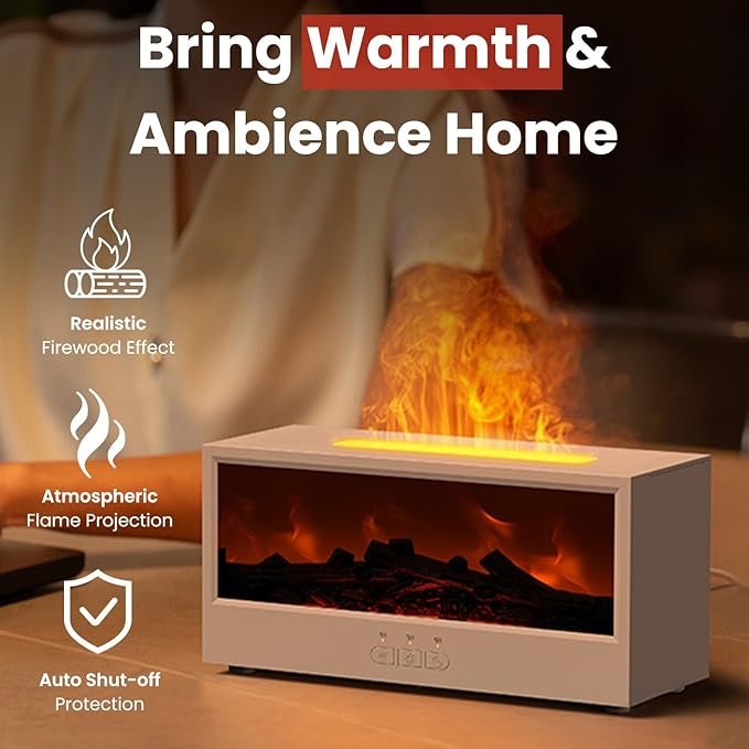 Fireplace Flame Diffuser Air Humidifier, Essential Oil Diffuser