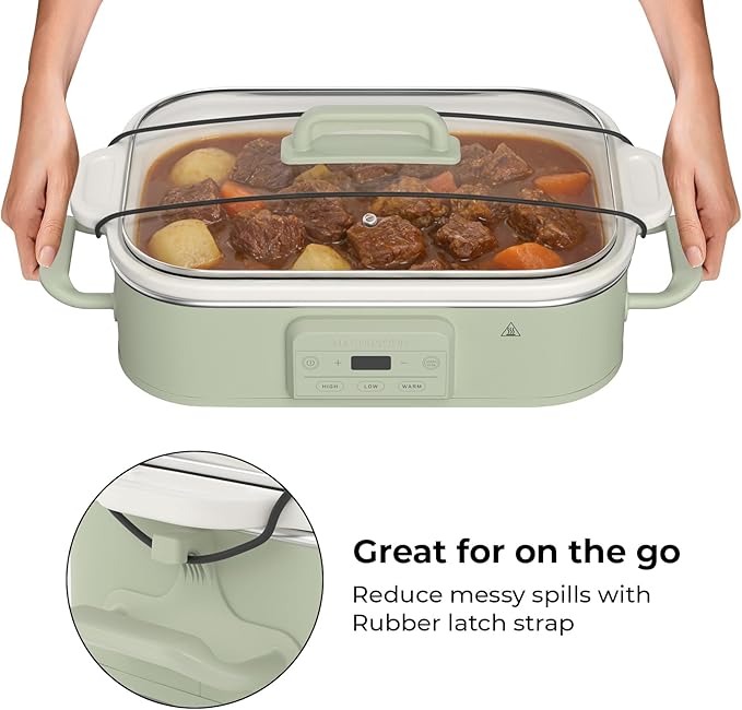 Magnifique 4 Quart Casserole Digital Slow Cooker, Premium Ceramic Bakeware