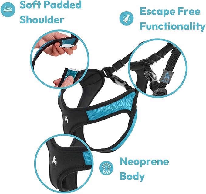 Gooby Escape Free Easy Fit Dog Harness, Step-in, Purple, Large | Patented escape-free frame; Contracts if they back out; Step-in easy on/off; Machine washable; Light POM leash ring