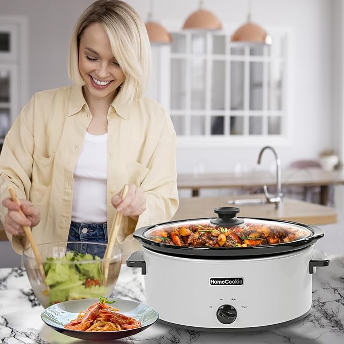 HOMECOOKIN 8 Quart Slow Cooker Oval Manual Pot Food Warmer