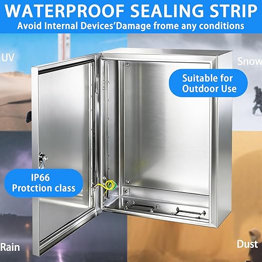 Electrical Enclosure 12x8x6, 304 Stainless Steel Enclosure IP66 Waterproof and