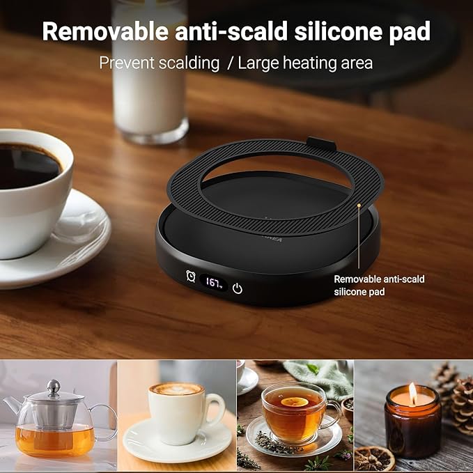 Coffee Mug Warmer & Simple Pure Black Mug Set, Electric Cup Warmer