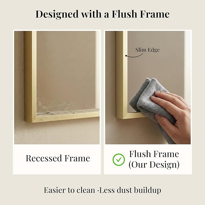 36"x36" Large Gold Wall Mirror, Metal Framed Bathroom Vanity Mirror, Oversized