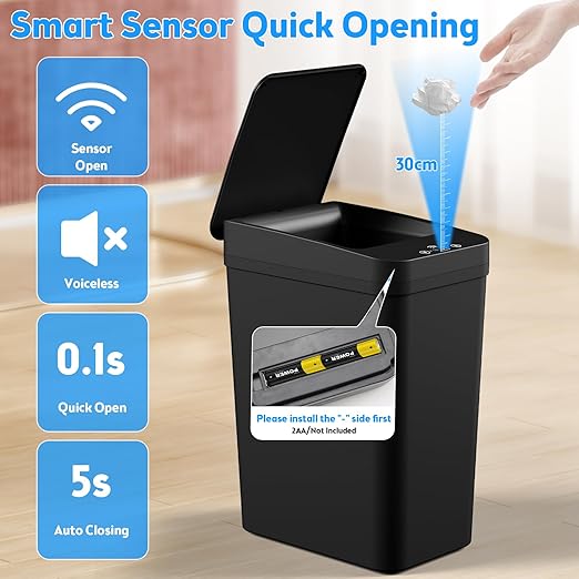 Bathroom Trash Can with Lid, 2 Pack 4 & 2.2 Gallon Automatic Touchless Garbage