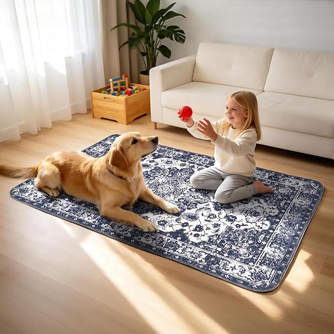 Washable Pee Pads for Dogs, 2 Pack Reusable Puppy Training Pads 36"x36" Super Absorbent Waterproof Dog Training Pads, Non-Slip Potty Pads, Whelping Pads Litter Mat Navy Blue