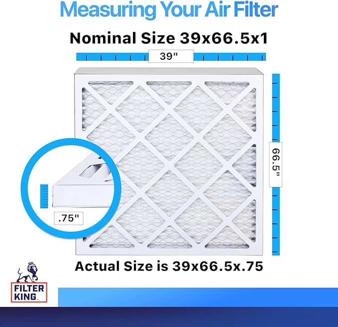 Filter King 39x66.5x1 Air Filter | 4-PACK | MERV 8 HVAC Pleated A/C Furnace