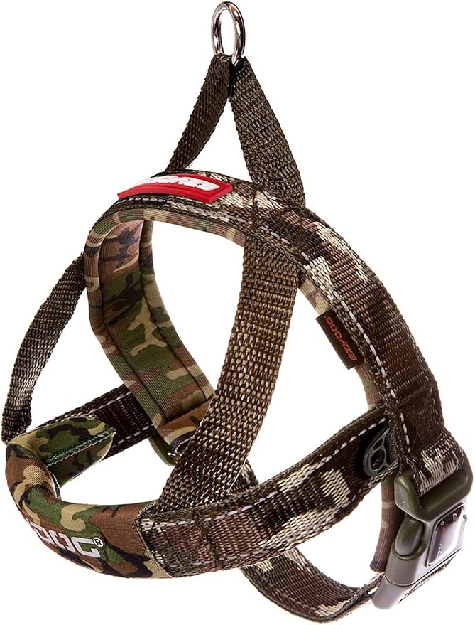EzyDog Quick Fit Dog Harness, Soft Neoprene Padding - Large, Green Camo | Fast One-Click Buckle, Adjustable Fit, Strong Reinforced Materials, Reflective Stitching, No Pull Dog Harness, Easy Walking