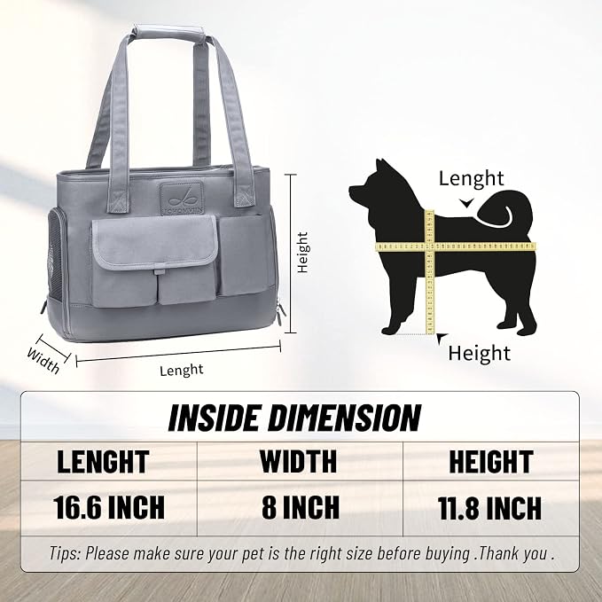Dog Carrier, Cat Carrier, Pet Carrier, Foldable Waterproof Premium Oxford Cloth Dog Purse, Portable Bag Carrier for Small to Medium Cat and Small Dog(Grey)