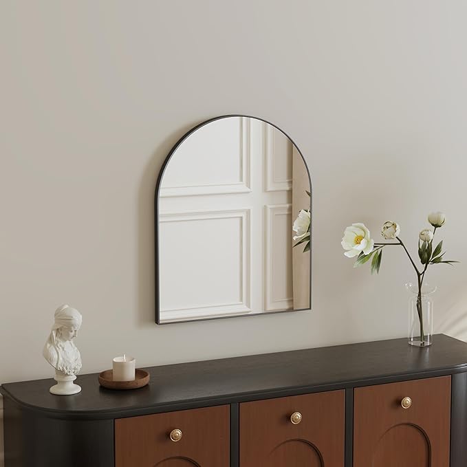 15x18 Inch Compact Black Arched Mirror Perfect