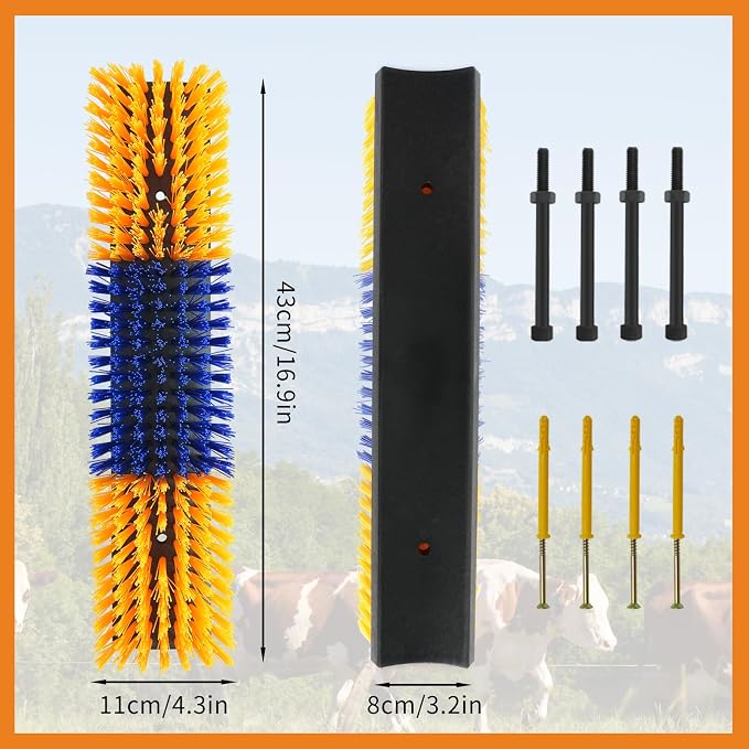 Livestock Scratch Brush With 16 Screws,Animal Back Scratching Brush for Cow,Cattle,Sheep, Horses,Pigs,Massage Grooming Tool(Yellow, 4pcs)