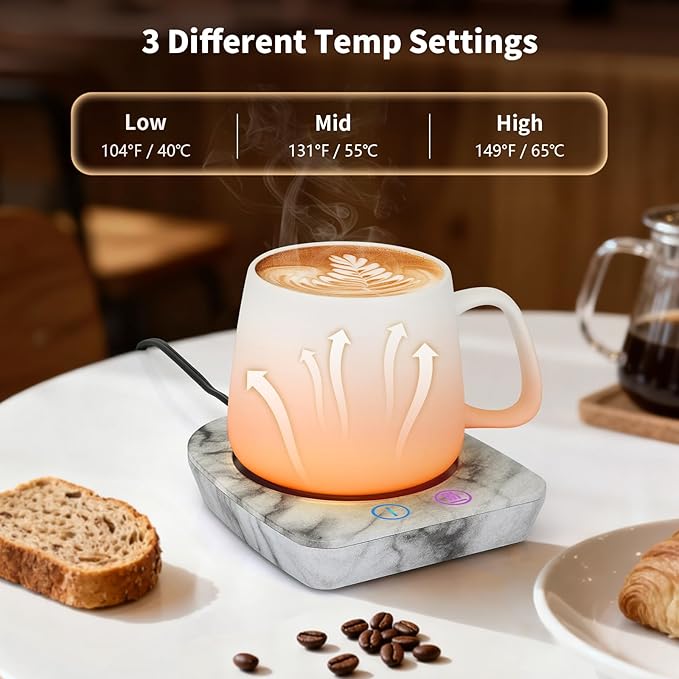 VOBAGA Coffee Mug Warmer with 3-Temp Settings, Coffee Cup Warmer with Auto Shut
