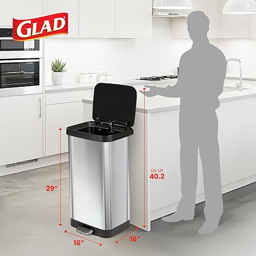 Glad Stainless Steel Step Trash Can