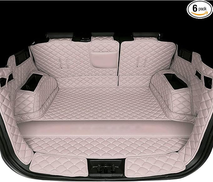 SUV Trunk Mat Compatible with BMW X5 7 Seater 2008-2013 Heavy Duty Back Seat Cover & Rear Cargo Mat & High Side Panel - Beige