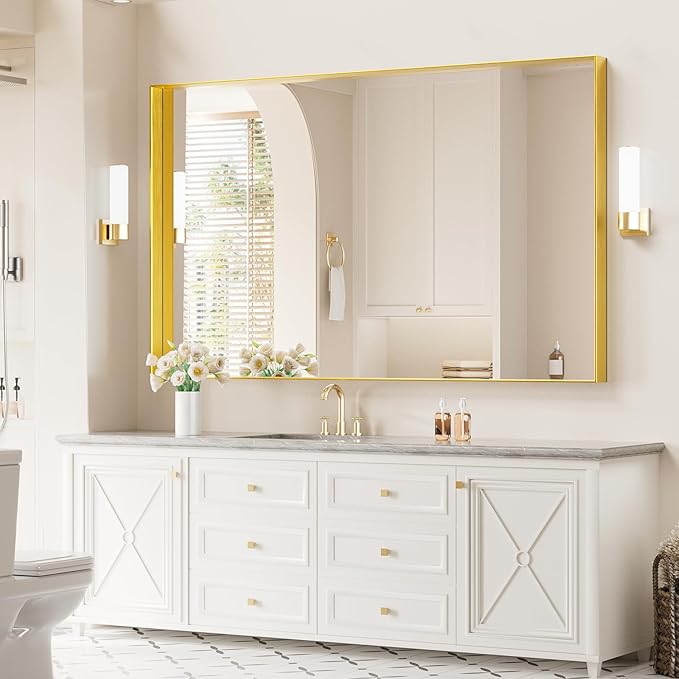 Koonmi 36x60 Inch Metal Framed Bathroom Mirror