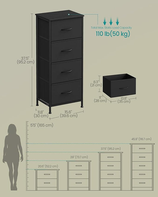 SONGMICS Dresser for Bedroom, Chest of Drawers, 4 Non-Woven Fabric Drawers
