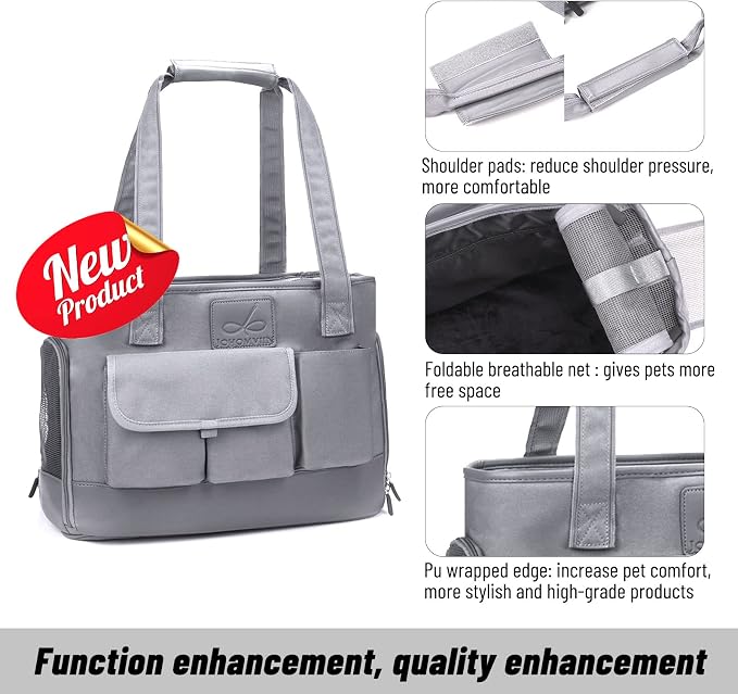 Dog Carrier, Cat Carrier, Pet Carrier, Foldable Waterproof Premium Oxford Cloth Dog Purse, Portable Bag Carrier for Small to Medium Cat and Small Dog(Grey)