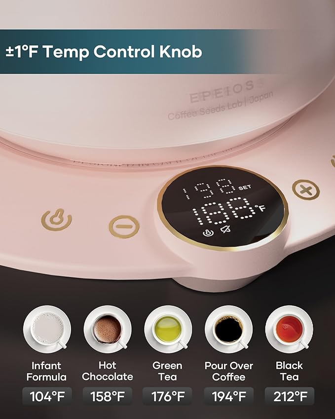 Gooseneck Electric Kettle with ±1℉ Temperature Control
