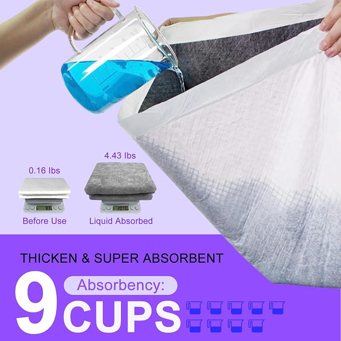 Boscute Lavender Scented Thicken 6 Layers Heavy Absorbent 30"x36" Pet Training Dog Pee Pads, Extra Large Polymer Leak-Proof Quick Dry Puppy Pee Pads, Disposable Pee Pads for Dogs Cats Rabbit 100Counts | Heavy Absorbent up to 7 Cups, Quick Dry, for Dogs...