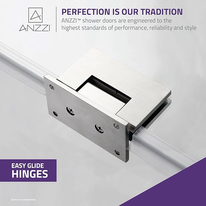 ANZZI 70" x 24" Frameless Shower Door in Brushed Nickel, Water Repellent Glass