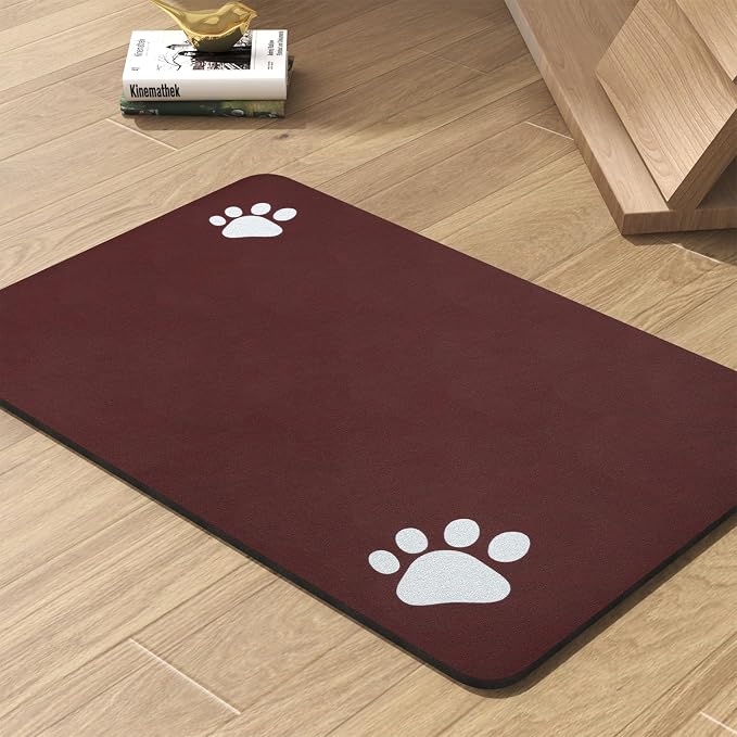Pet Feeding Mat-Absorbent Dog Mat for Food and Water Bowl-No Stains Quick Dry Water Dispenser Mat-Dog Accessories Pet Supplies-Bowl for Messy Drinkers(RED,12"x19"
