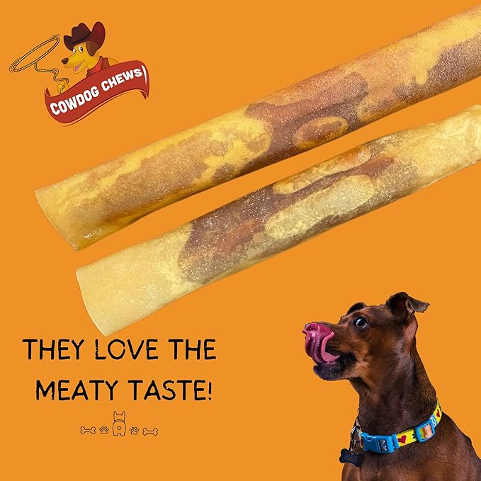 Cowdog Chews Rawhide Gourmet Meaty Rolls 7-8" (10 Count) – Premium Dog Treats with Savory Beef Filling, Long-Lasting Chew for Aggressive Chewers, High-Protein, Natural Ingredients