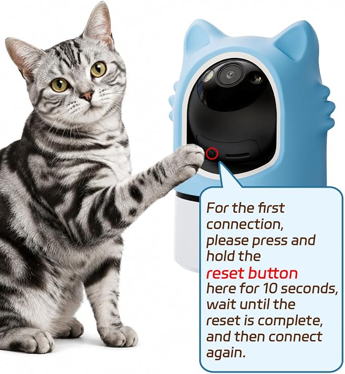 ALIOBC Pet Camera with Phone App Laser Toy 2K Cat Camera no Subscription | Auto Tracking Night Vision 355° Pan 2-Way Audio Dual-Band WiFi Indoor Pet Cam (Sky Blue)