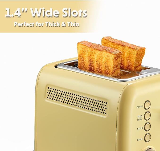 BUYDEEM DT620 2-Slice Toaster, Extra Wide Slots, Retro Stainless Steel