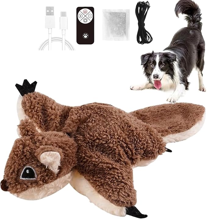 Flying Bat Dog Toy, 2026 New Flying Bat Toy for Dogs, Flapping Wings Interactive Pet Toy with Chirping Engages Cats and Dogs, Detachable Usb Rechargeable, Hanging and Ground Play ,Sugar Glider:1PCS