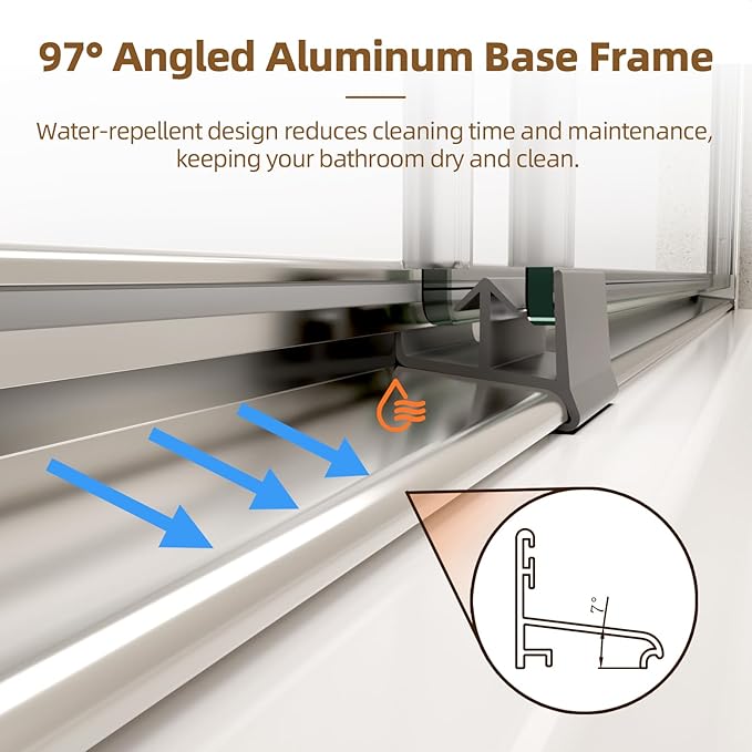 Shower Door, 44-48" W x 70" H Semi-Frameless Double Sliding Shower Doors