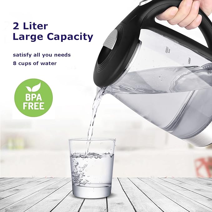TOPWIT Electric Kettle Glass Hot Water Kettle, 2.0L Water Warmer, BPA-Free
