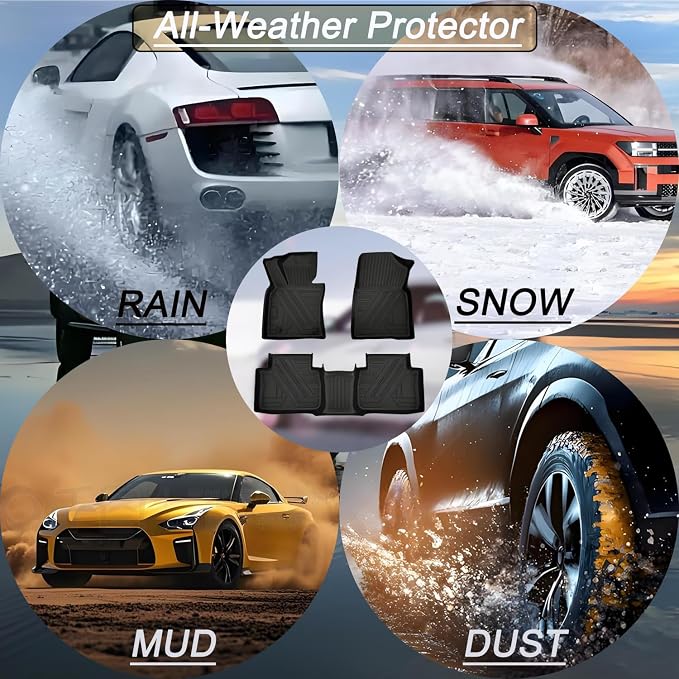 Aiqiying Floor Mats&Cargo Liners Compatible with Toyota Camry 2018-2024 FWD Models, Non Hybrid or AWD,All Weather Waterproof Durable Custom-Fit Front Rear Full Set Carpet Protection TPE Accessories