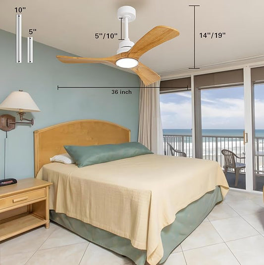 36 Inch Ceiling Fan with Light and Remote Control, 6 Speeds Reversible DC Motor