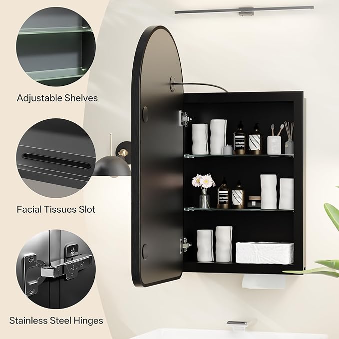 LED Arched Bathroom Medicine Cabinet