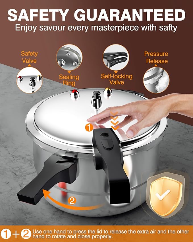 WantJoin 11Qt Aluminum Pressure Cooker w/Release Valve & Multiple Protective