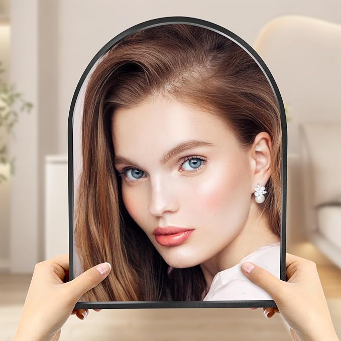 Small Black Arch Mirror Wall-Mounted 10x13 inch Arched Mirror