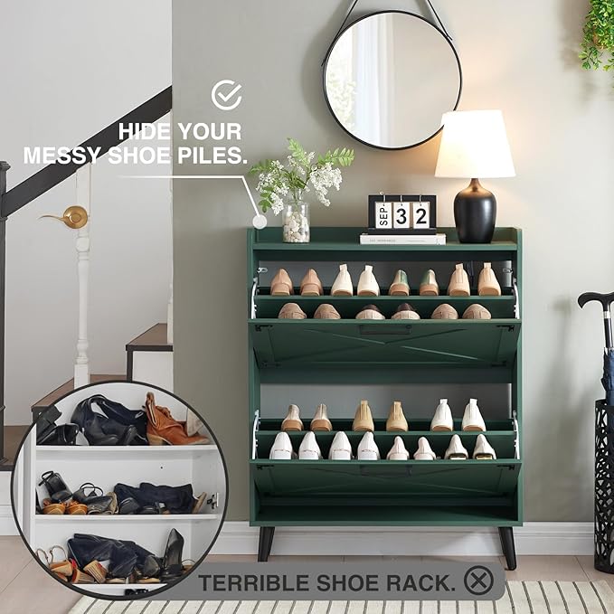 Shoe Storage Cabinet, Farmhouse Shoe Organizer