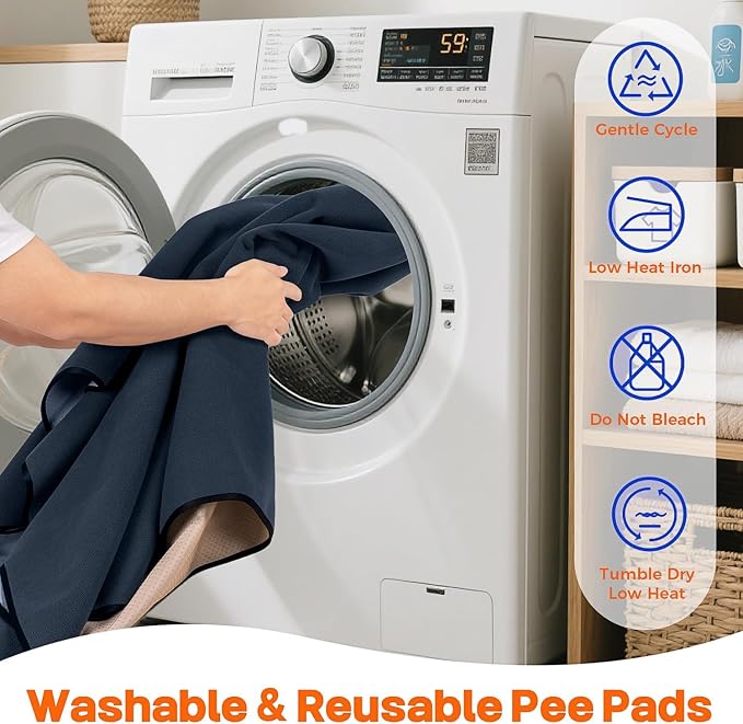 Sunsleek 48"x65" Washable Pee Pads for Dogs Extra Large Non-Slip Puppy Pads | Reusable Waterproof Pet Training Mats, Super Absorbent, for Quick-Dry Whelping Pads & Incontinence for Playpen, Crate, Floor