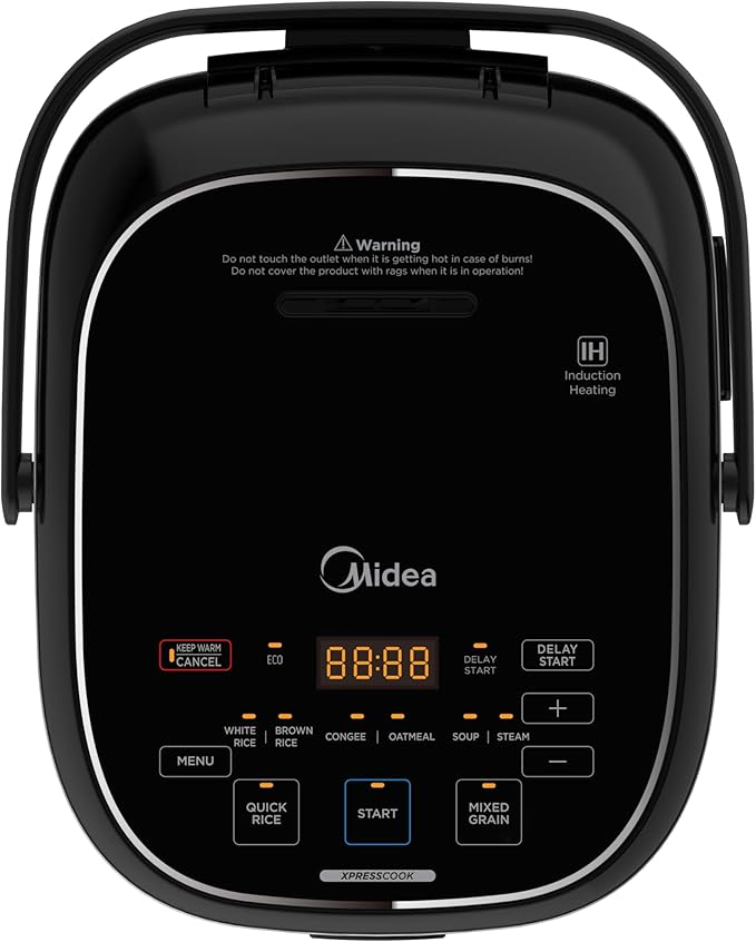 Midea 3L Rice Cooker with Steamer Basket, 6-Cup Uncooked Capacity, Induction