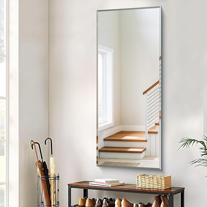 CILIBER Beveled Mirror, 24x60 Large Frameless Beveled Bathroom Mirrors