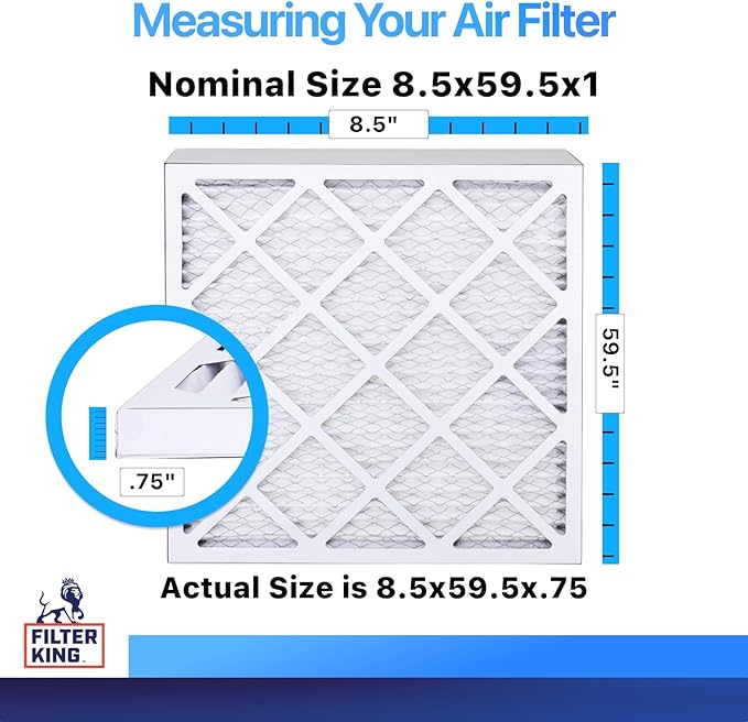 Filter King 8.5x59.5x1 Air Filter | 4-PACK | MERV 8 HVAC Pleated A/C Furnace