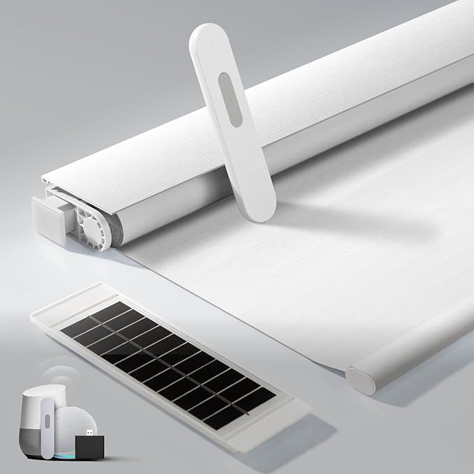 No Drill Motorized Blinds with Remote, Cordless Smart Electric Roller Shades