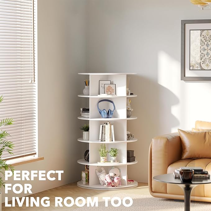 SpaceAid 5 Tier Rotating Shoe Rack Tower, Spinning Shoe Display Lazy Susan