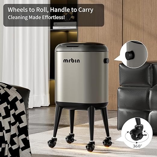 MRBIN Stainless Steel Slim Bathroom Motion Sensor Trash Can